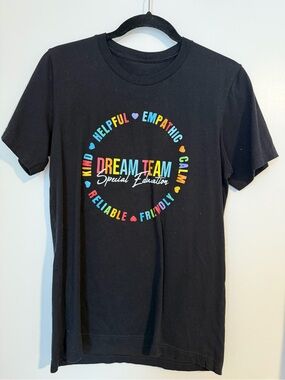 Dream Team Special Education Graphic Tee - Black with Rainbow Text